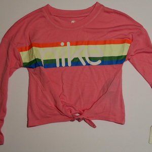 NIKE HERITAGE L/S T-SHIRT - GIRLS' PRESCHOOL - CASUAL - CLOTHING - PINK/WHITE